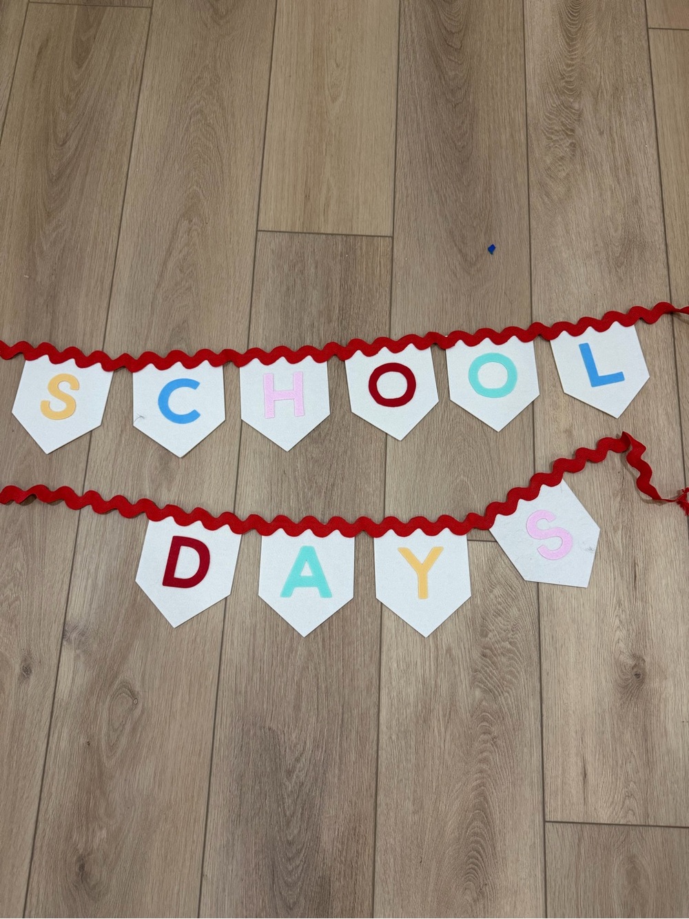 School Days Party Banner Garland with Red Trim and Multicolor Letters